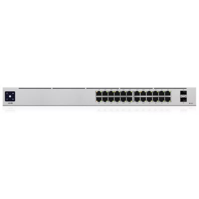 Conmutador gestionado L2/L3 Ubiquiti UniFi USW-24-POE, 24x Gigabit Ethernet (16x PoE+), 2x SFP, 1U, plateado
