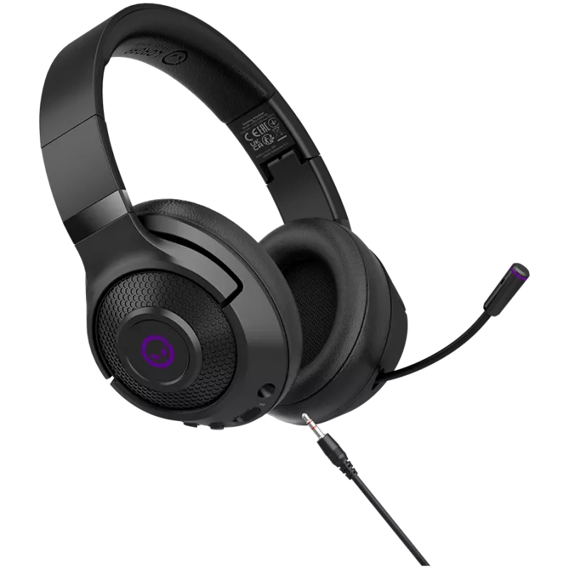 Lorgar Noah 702 (LRG-GHS702) auriculares gaming inalámbricos, Bluetooth 5.3, receptor USB, AUX de 3,5 mm, drivers de 40 mm, 1000 mAh, RGB, negros