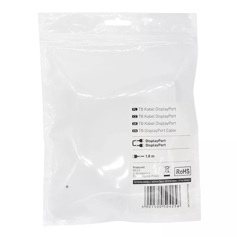 Cable DisplayPort TB M/M 1,8 m, negro (AKTBXVDMDPPG18B)