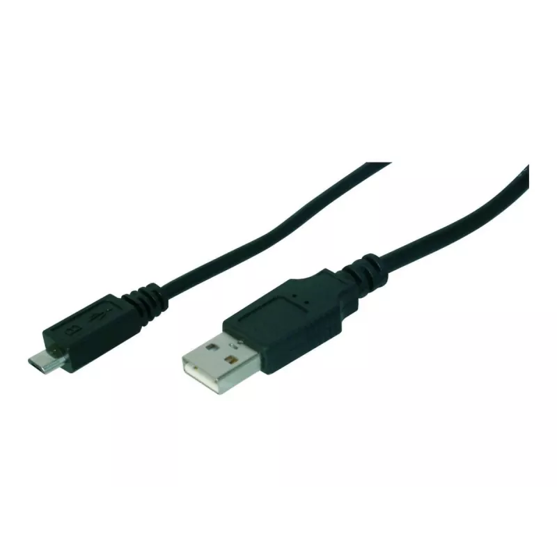 Cable de conexión USB Assmann, Type-A - Micro B, M/M, 1,0 m, compatible con USB 2.0, UL, negro (AK-300127-010-S)