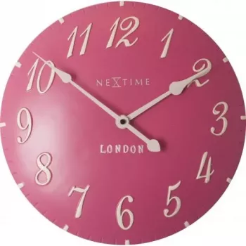 NeXtime Reloj 3084rz London Arabic, Ø34,5 cm, pared, rosa/blanco