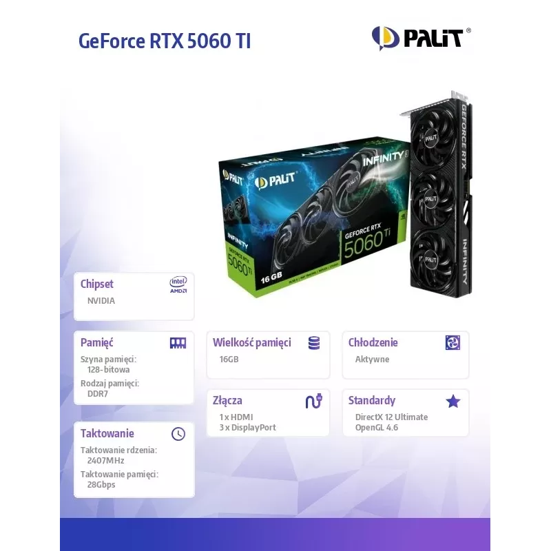 Tarjeta gráfica Palit GeForce RTX 5060 Ti 16 GB GDDR7