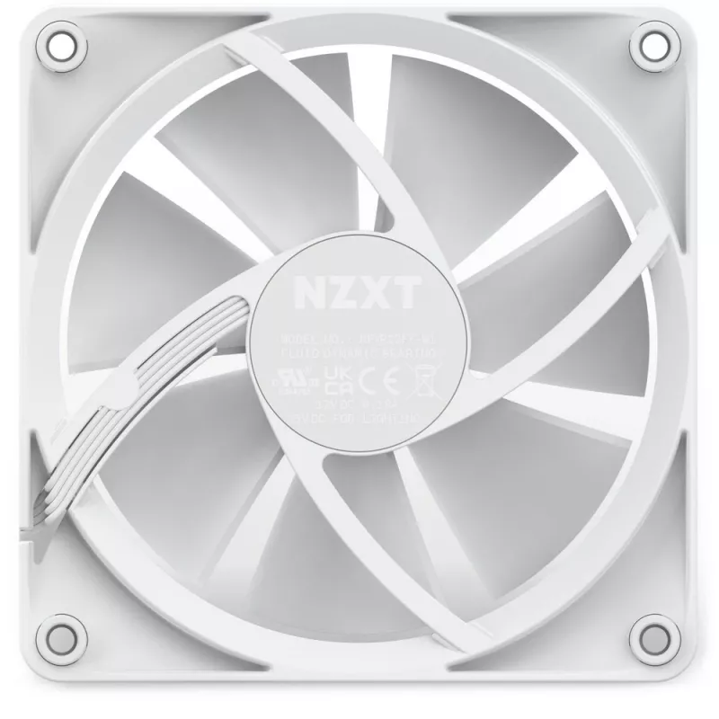 Ventilador de carcasa NZXT F120 RGB 120 mm blanco, 4 pines, 1800 rpm, 50,18 CFM, 18 LED