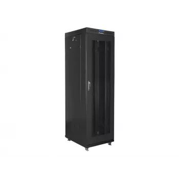 Lanberg FF01-6842-23BL armario rack de suelo de 19" 42U 600x800x2127,5 mm, puerta de malla, LCD, 4 ventiladores, flat pack, 800 kg, IP20, cerradura, ruedas, negro