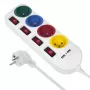Regleta MACLEAN MCE229W — 4 tomas, 2× USB, cable de 1,5 m, tipo F, 10 A, blanca