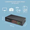 Switch Ethernet PoE QOLTEC 52296 — 4 puertos RJ45 PoE, 1 uplink RJ45