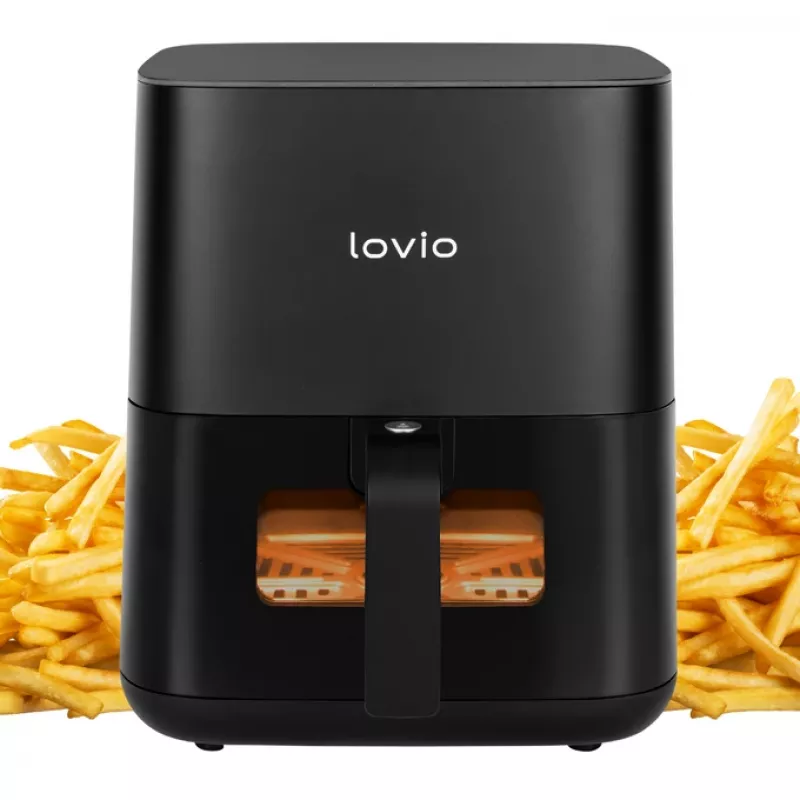 Freidora de aire Lovio LVAF001BK 5 l negra — freidora de aire compacta, capacidad de 5 litros