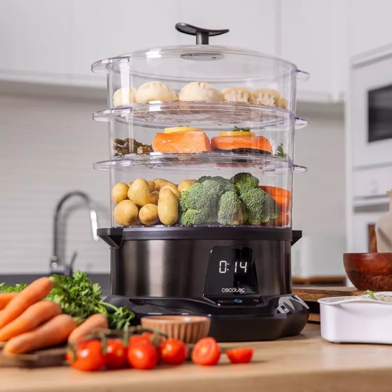 Vaporera Cecotec | Vapovita 3000 Pro | 1000 W | número de cestas 3