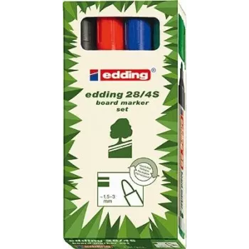 Rotulador permanente punta fina Edding 28-E4 negro azul verde rojo