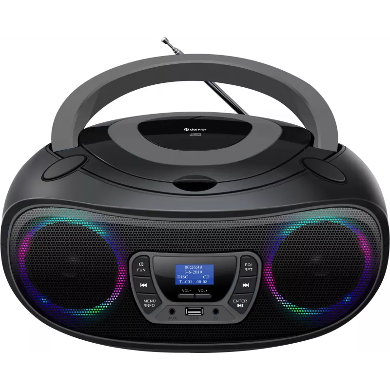 Denver TDB-212GR boombox DAB+ con reproductor de CD, DAB+/FM, Bluetooth, USB, AUX, gris
