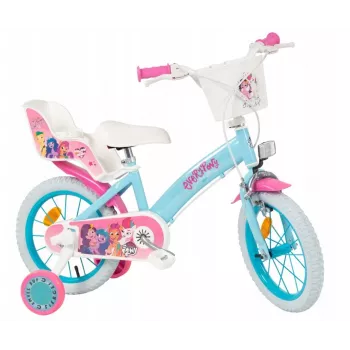 Bicicleta infantil Toimsa TOI1497 rueda de 14 pulgadas, temática My Little Pony, para 4–6 años, 4 ruedas, frenos de llanta delantero/trasero