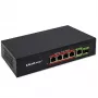 Switch Ethernet PoE QOLTEC 52296 — 4 puertos RJ45 PoE, 1 uplink RJ45