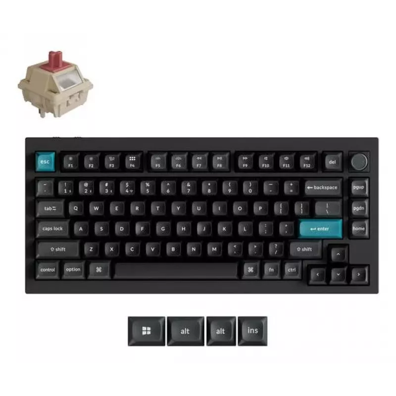Teclado mecánico Keychron Q1 Ultra 8K — formato 75%, USB + RF inalámbrico + Bluetooth, RGB, negro