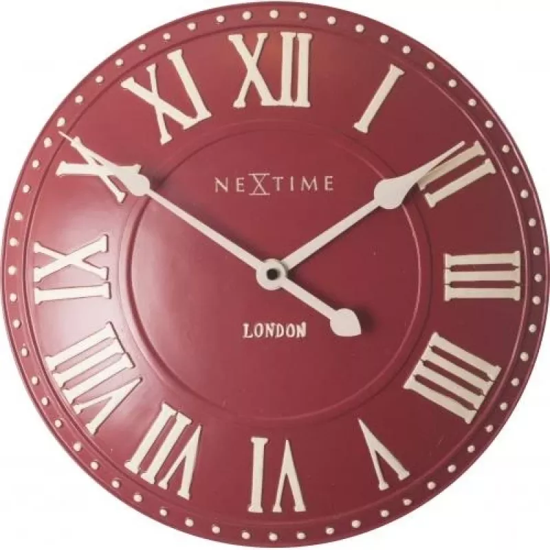 NeXtime Reloj 3083ro London Roman, Ø34.5 cm, reloj de pared, rojo/blanco