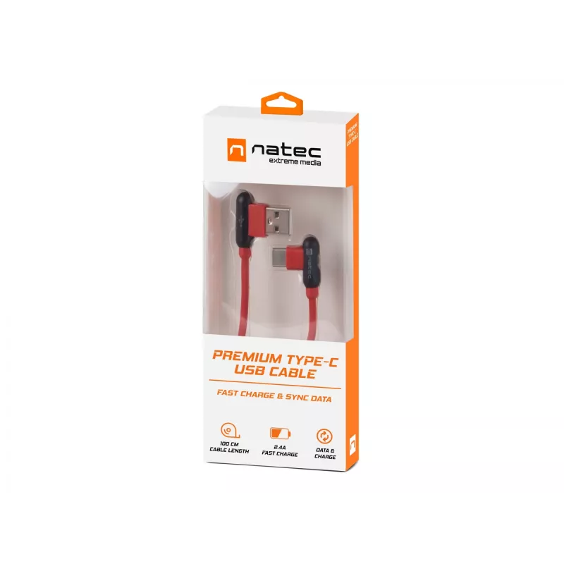 Cable USB NATEC NKA-1201 USB 2.0 1 m USB A USB C negro rojo