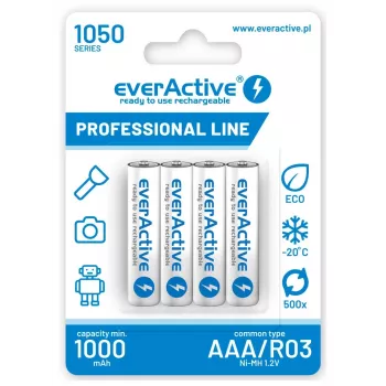 Pack de pilas recargables AAA NiMH everActive EVHRL03-1050 1,2 V — 4 uds., 1050 mAh