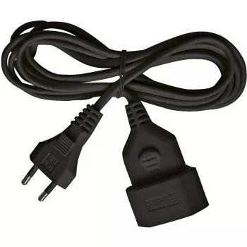 brennenstuhl H03VVH2-F 2x0,75 - Cable alargador de alimentación - IEC 60906-1 (H) a enchufe europeo (M) - 3,0 m - Negro - Alemania (1161790)