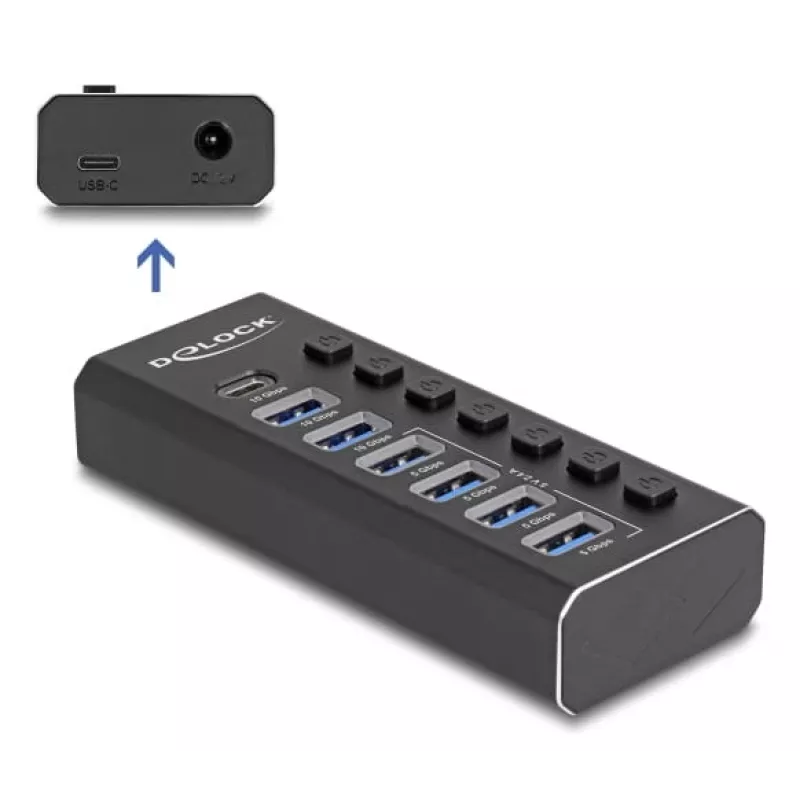 DeLOCK 64326 Hub de interfaz USB 3.2 Gen 2 (3.1 Gen 2) Type-C 10000 Mbit/s Negro