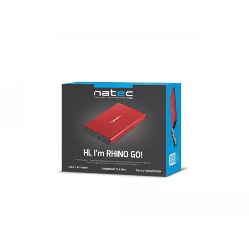 Caja externa HDD NATEC RHINO GO (USB 3.0, 2.5, RED)