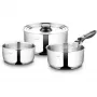 Juego de ollas LAMART LT1009 — 5 piezas, antiadherente, acero inoxidable, fondo sándwich, resistente al calor