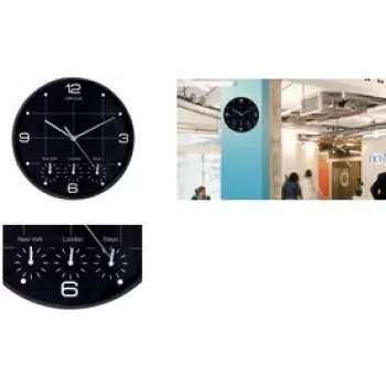Reloj de pared unilux ON TIME, cuarzo, Ø 300 mm, caja negra, números blancos, segundero, caja de plástico