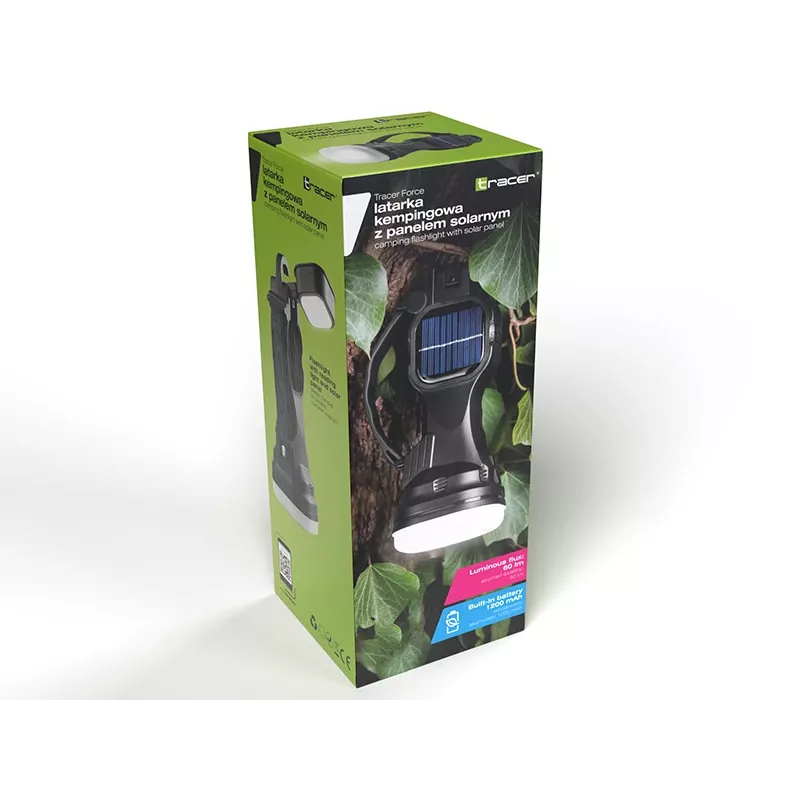 Linterna TRACER Camping Torch 47140 solar recargable, resistente al agua