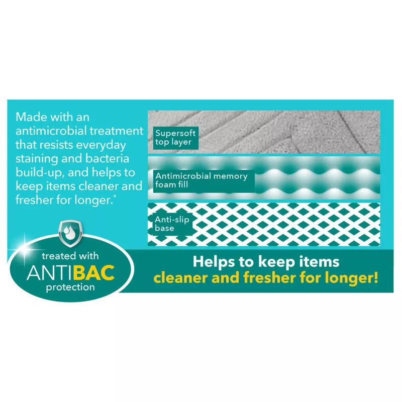 Alfombrilla de baño Beldray LA032647LGRYUFFEU7 Antibac Chevron espuma viscoelástica, antibacteriana, gris