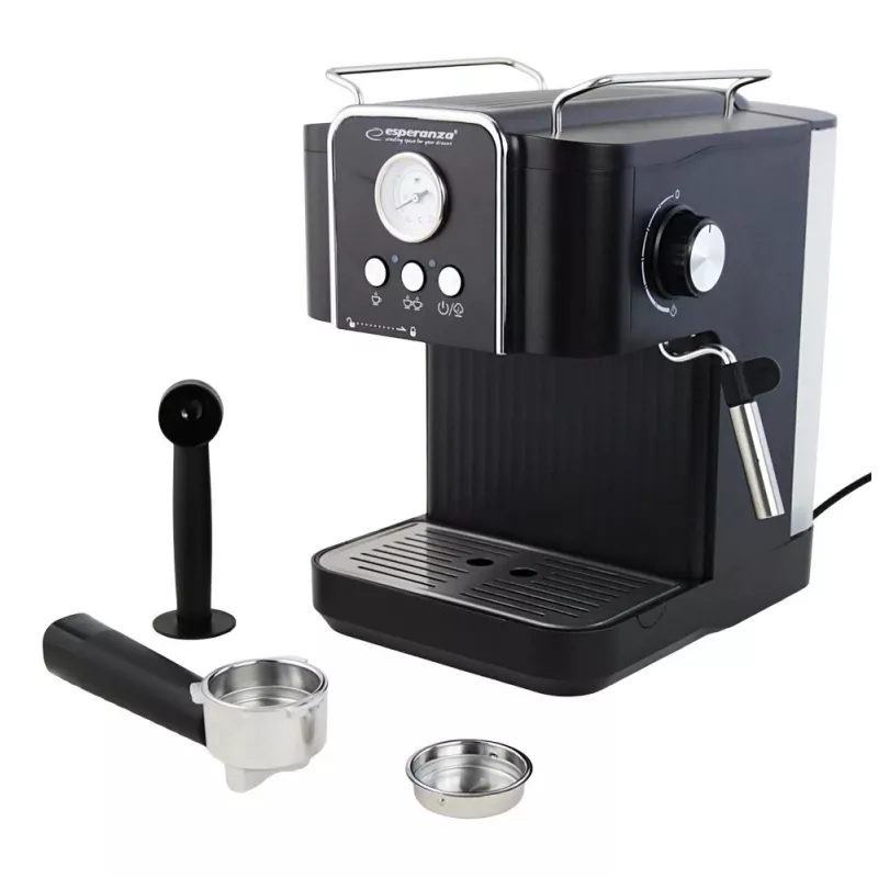 Cafetera de espresso ESPERANZA EKC010 — depósito de agua de 1,8 L, 850 W, 20 bar, espumador de leche integrado