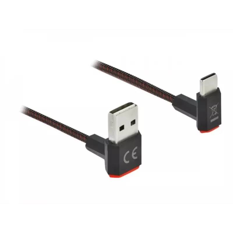 Cable USB DeLOCK EASY-USB 2.0 conector macho Type-A a conector macho Type-C acodado 0,2 m negro