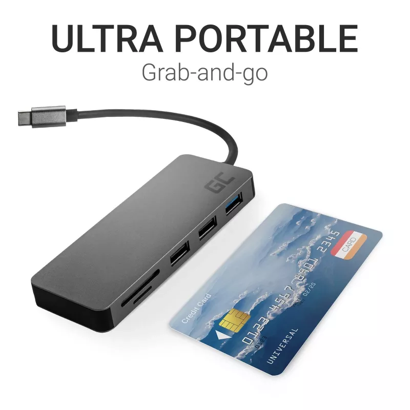Green Cell AK50 - USB 3.2 Gen 1 (3.1 Gen 1) Type-C - USB 2.0 - USB 3.2 Gen 1 (3.1 Gen 1) Type-A - USB 3.2 Gen 1 (3.1 Gen 1) Type-C - MicroSD (TransFlash) - SD - Plata - Apple MacB