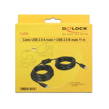 Cable USB DeLOCK 11 m USB2.0-A - USB2.0-B