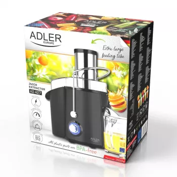 Exprimidor centrífugo Adler AD 4127 — 1000 W, negro, jarra de zumo, 3,9 kg