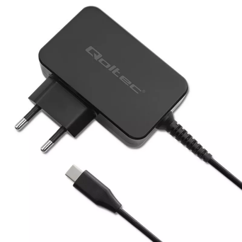 Qoltec 52386 Cargador GaN POWER PRO | 1xUSB-C | 65W | 5-20V | 3-3,25A | negro