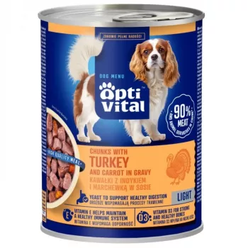 OptiVital Lata - jugosos trozos para perros adultos con pavo en salsa 415g