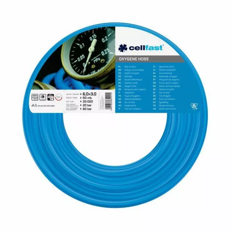 Manguera de oxígeno para soldadura Cellfast CF20020R, 6 mm, 50 m