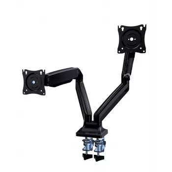 Soporte para monitor GEMBIRD MA-DA2-03 para pantallas de hasta 35 pulgadas, pinza de mesa, VESA 75x75–100x100, 20 kg, negro, Doble pantalla