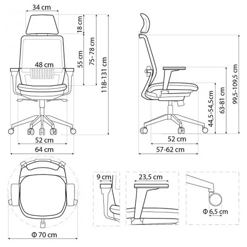 SPECTRUM silla de oficina ergonómica negra