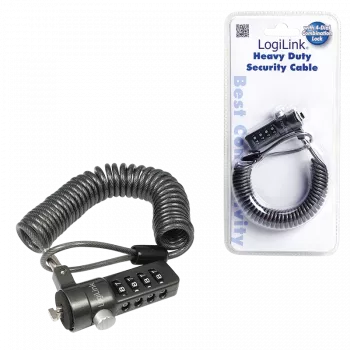LogiLink NBS004 Candado de cable negro 1,8 m