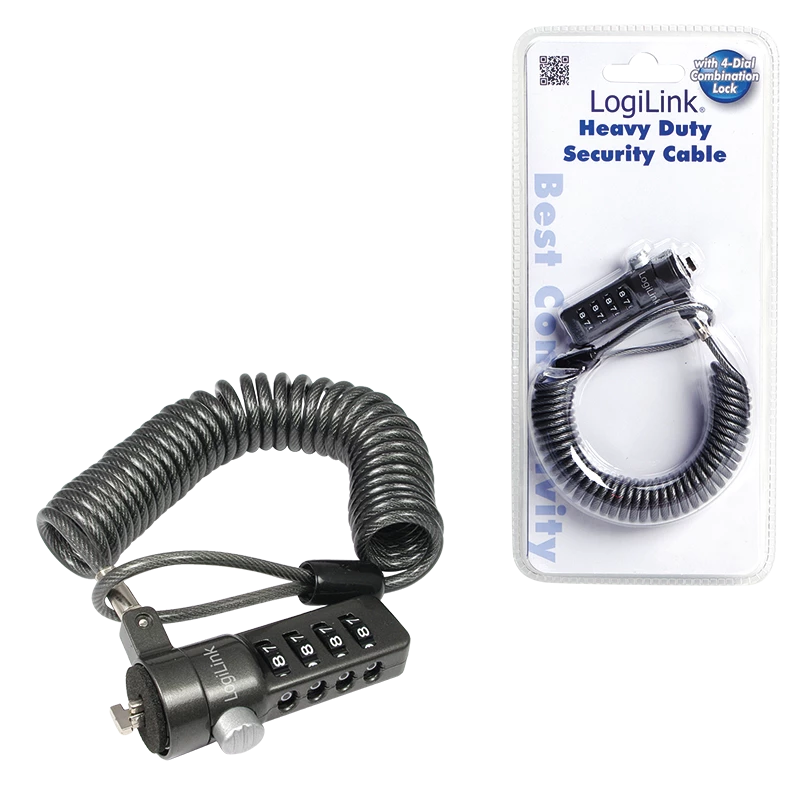 LogiLink NBS004 Candado de cable negro 1,8 m
