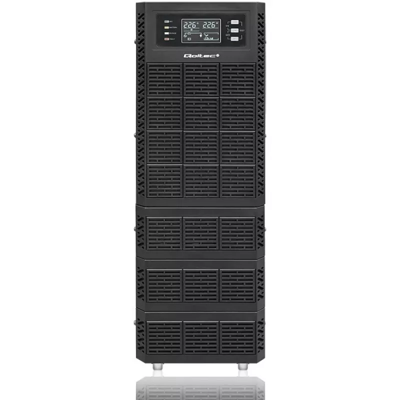 Qoltec 52284 SAI sistema de alimentación ininterrumpida | 10kVA | 10000W | factor de potencia 1,0 | LCD | EPO | USB | online