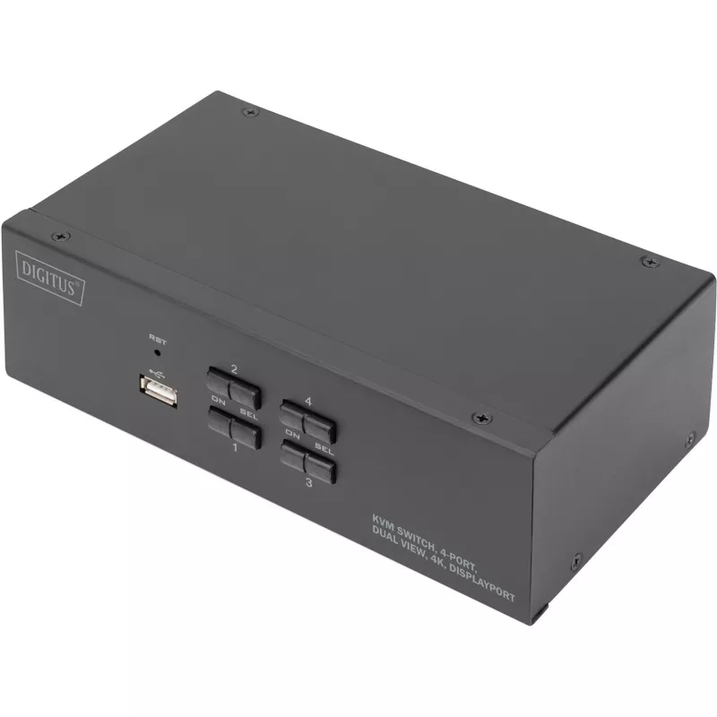 Switch KVM DIGITUS, 4 puertos, doble pantalla, 4K, DisplayPort®