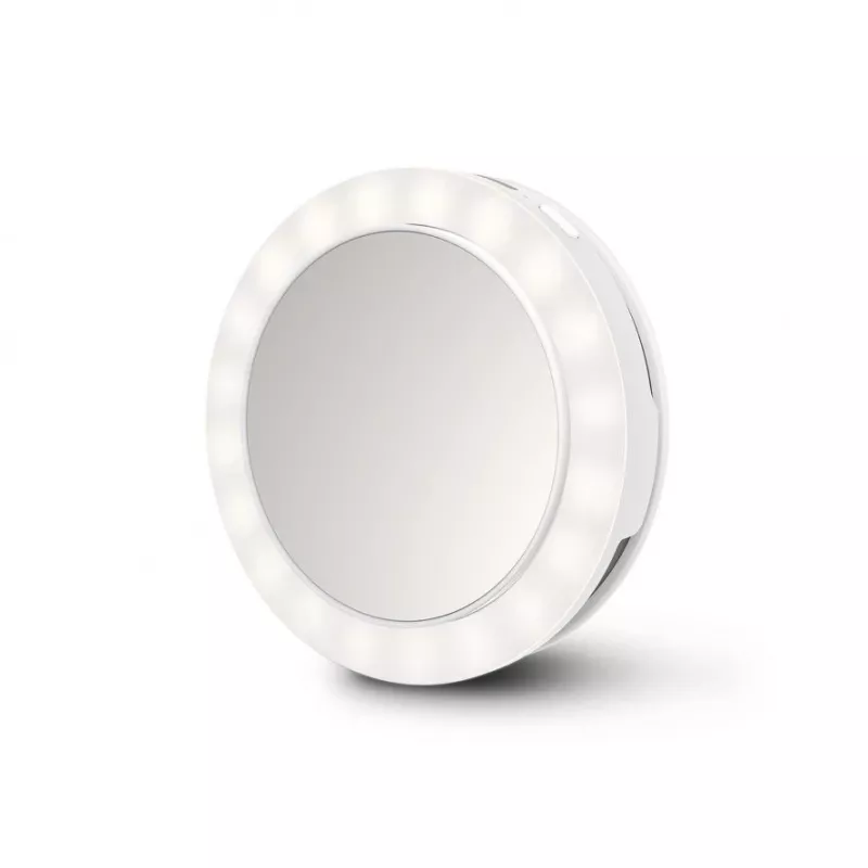 Espejo de maquillaje de pie Medisana 23603 — redondo blanco, a pilas, plegable, iluminación integrada