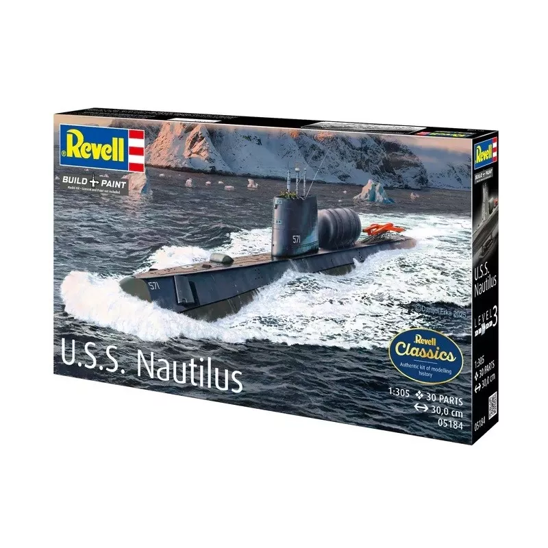 Maqueta de barco de plástico REVELL U.S.S. Nautilus escala 1:305, kit 05184