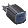 usams cargador rápido USB-C GaN de 30 W USA001446 — cargador de pared portátil USB-C PD de 30 W, negro