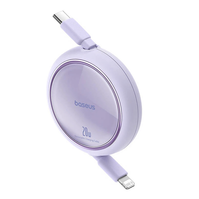 Baseus Free2Pull - Cable expandible USB-C a Lightning de 20 W, 1 m (lila)