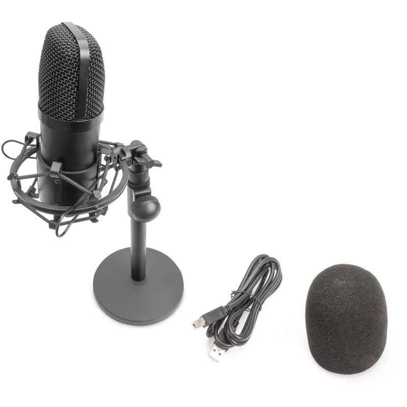 Micrófono de condensador USB, estudio negro
