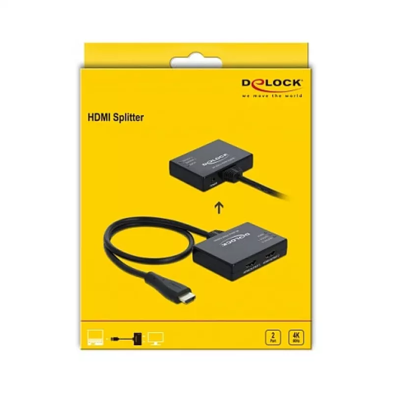Splitter HDMI DELOCK 1 x HDMI in > 2 x HDMI out 4K 60 Hz
