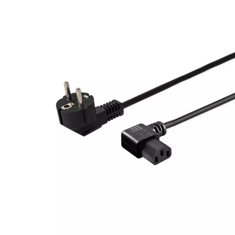 Cable de alimentación SAVIO CL-116 — 1,8 m, Negro, conector macho en ángulo Type-C a IEC C13 en ángulo, 3 hilos 0,5 mm²