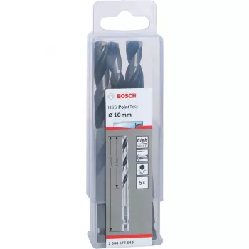 Juego de brocas para metal HSS PointTeQ 5 piezas 10 mm vástago hexagonal longitud 133 mm