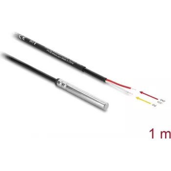 Delock cable de sensor de temperatura DS18B20, 2 x extremos de cable abiertos, 1 m, negro